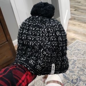 Fur headwear black and silver knitted beanie